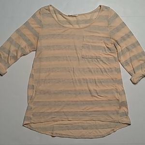 Urban Outfitters Peach Gray Stripe Hi-Lo Top